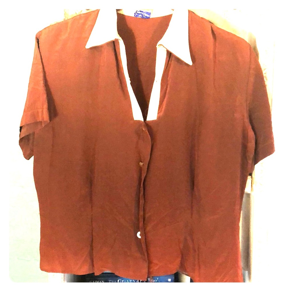 Vintage Dark Brown Collared Blouse 40’s or 50’s